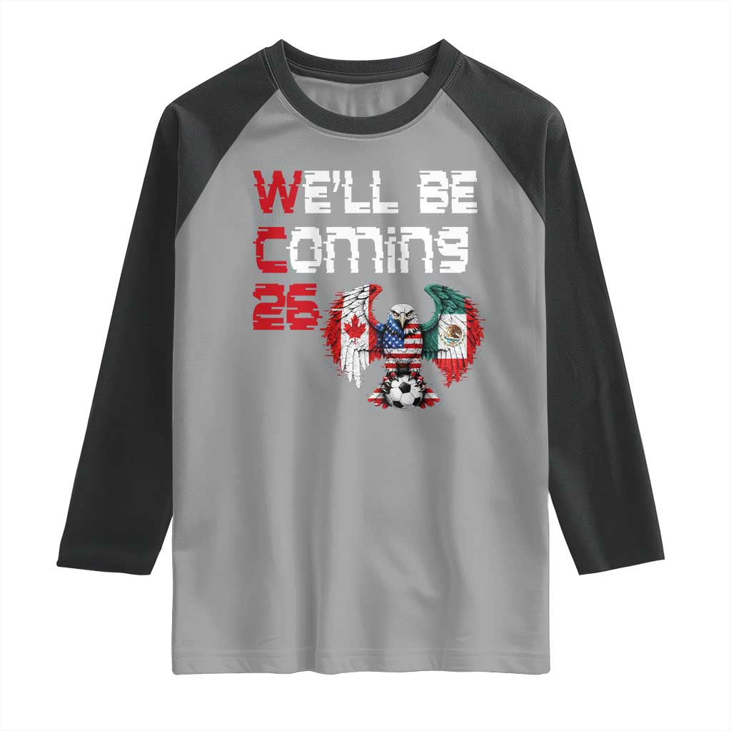 Glitched North America Eagle Soccer Raglan Shirt We Will Be Coming 26