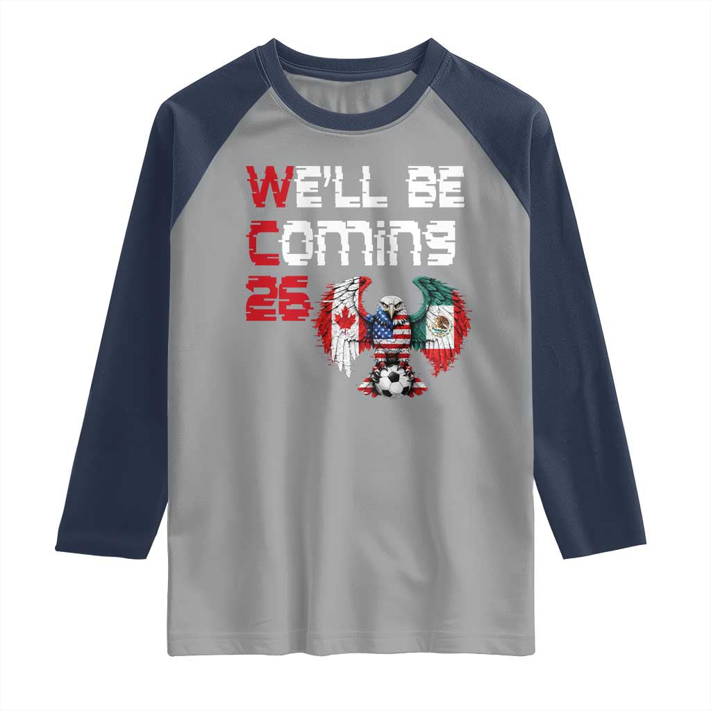 Glitched North America Eagle Soccer Raglan Shirt We Will Be Coming 26