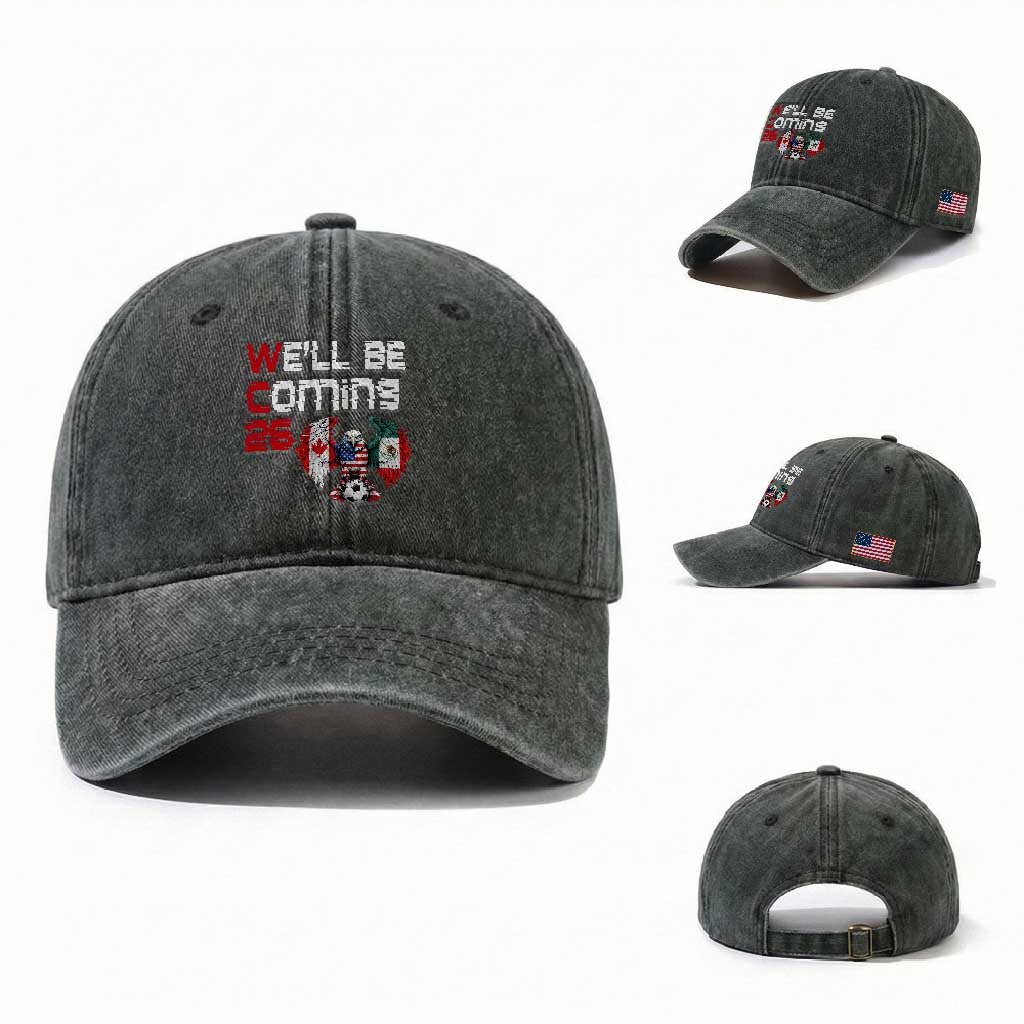 Glitched North America Eagle Soccer Washed Cotton Baseball Cap We Will Be Coming 26