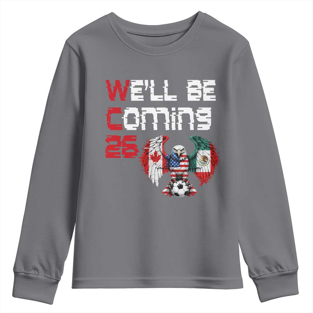Glitched North America Eagle Soccer Youth Sweatshirt We Will Be Coming 26