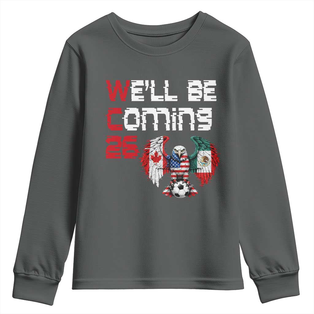 Glitched North America Eagle Soccer Youth Sweatshirt We Will Be Coming 26