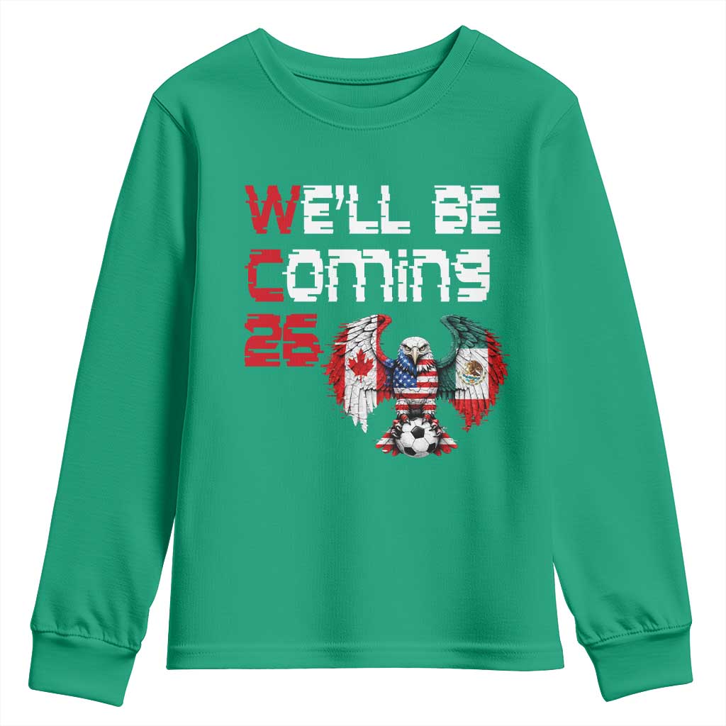 Glitched North America Eagle Soccer Youth Sweatshirt We Will Be Coming 26