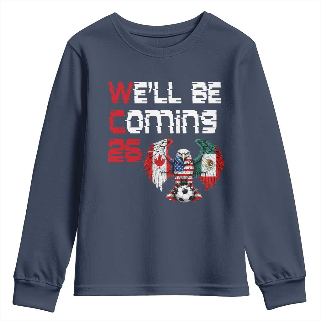 Glitched North America Eagle Soccer Youth Sweatshirt We Will Be Coming 26