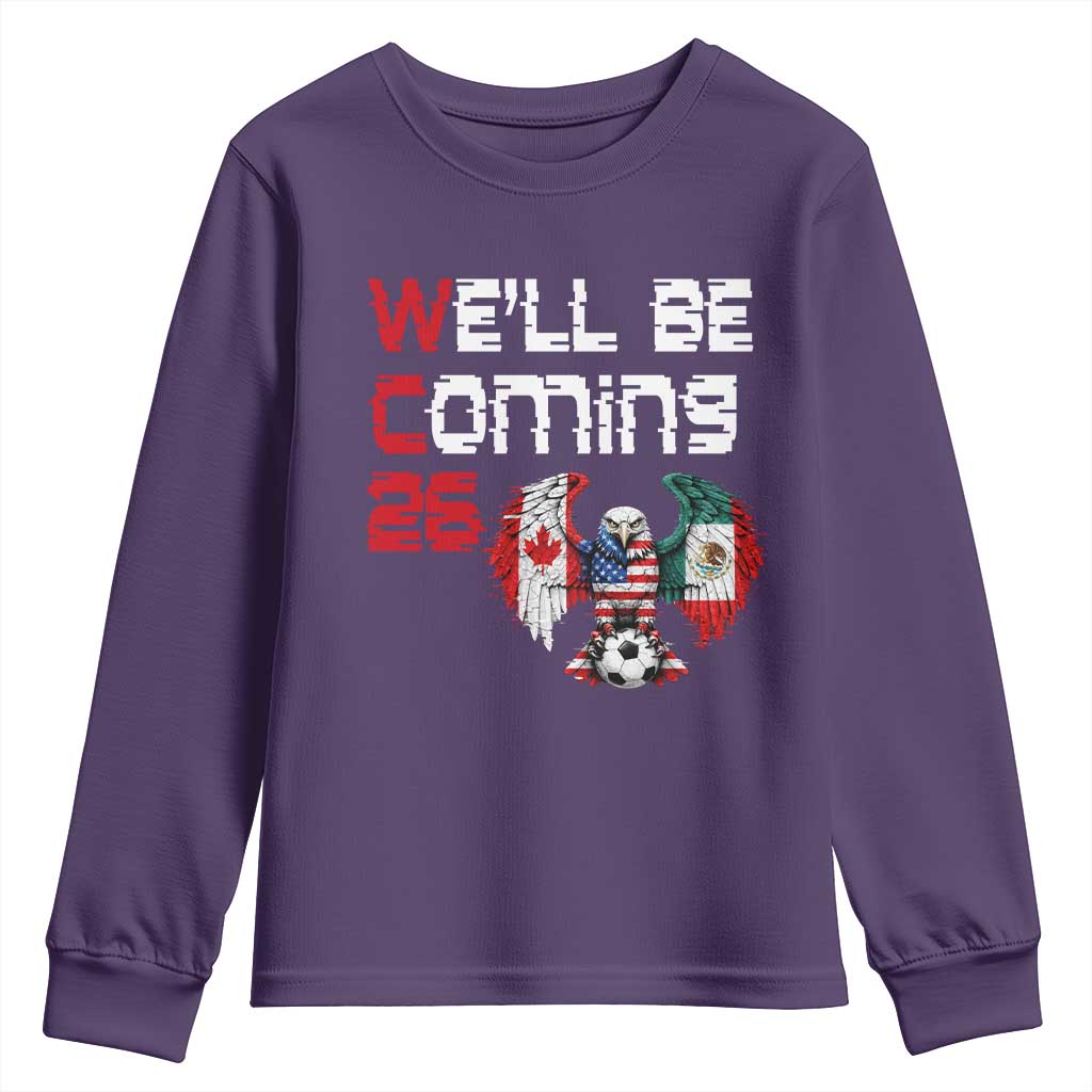 Glitched North America Eagle Soccer Youth Sweatshirt We Will Be Coming 26