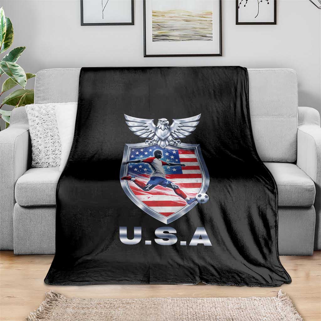 USA 2026 Soccer Player Throw Blanket United States Team Pride