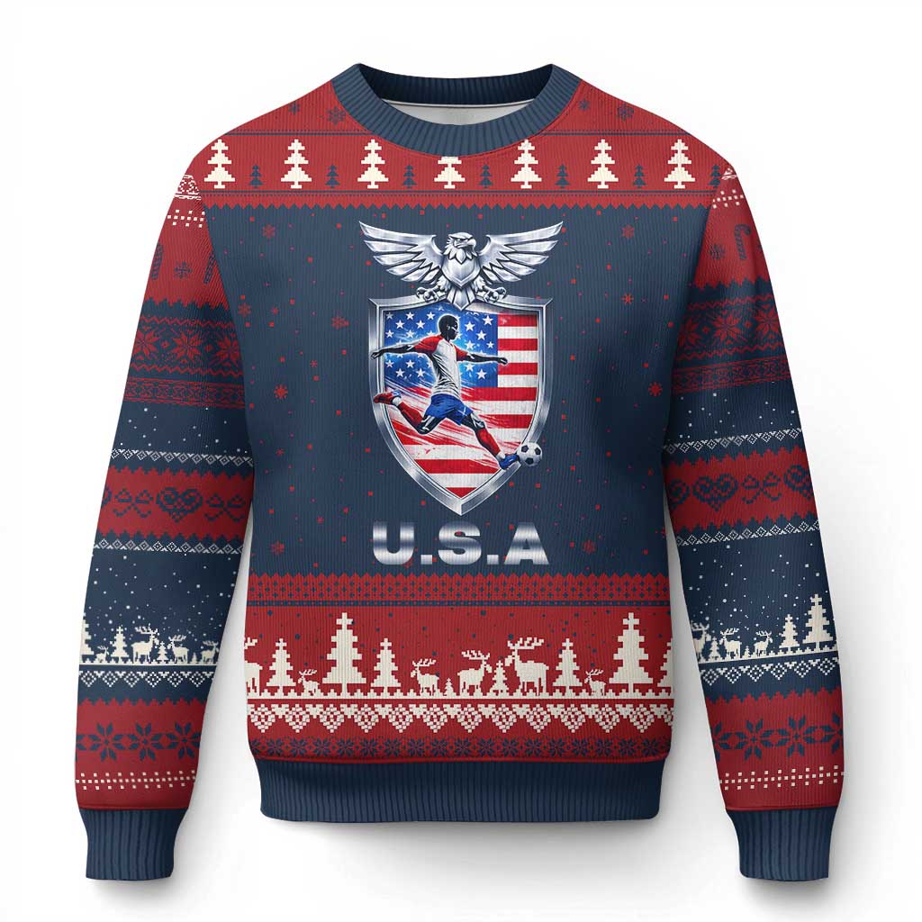 USA 2026 Soccer Player Ugly Christmas Sweater United States Team Pride