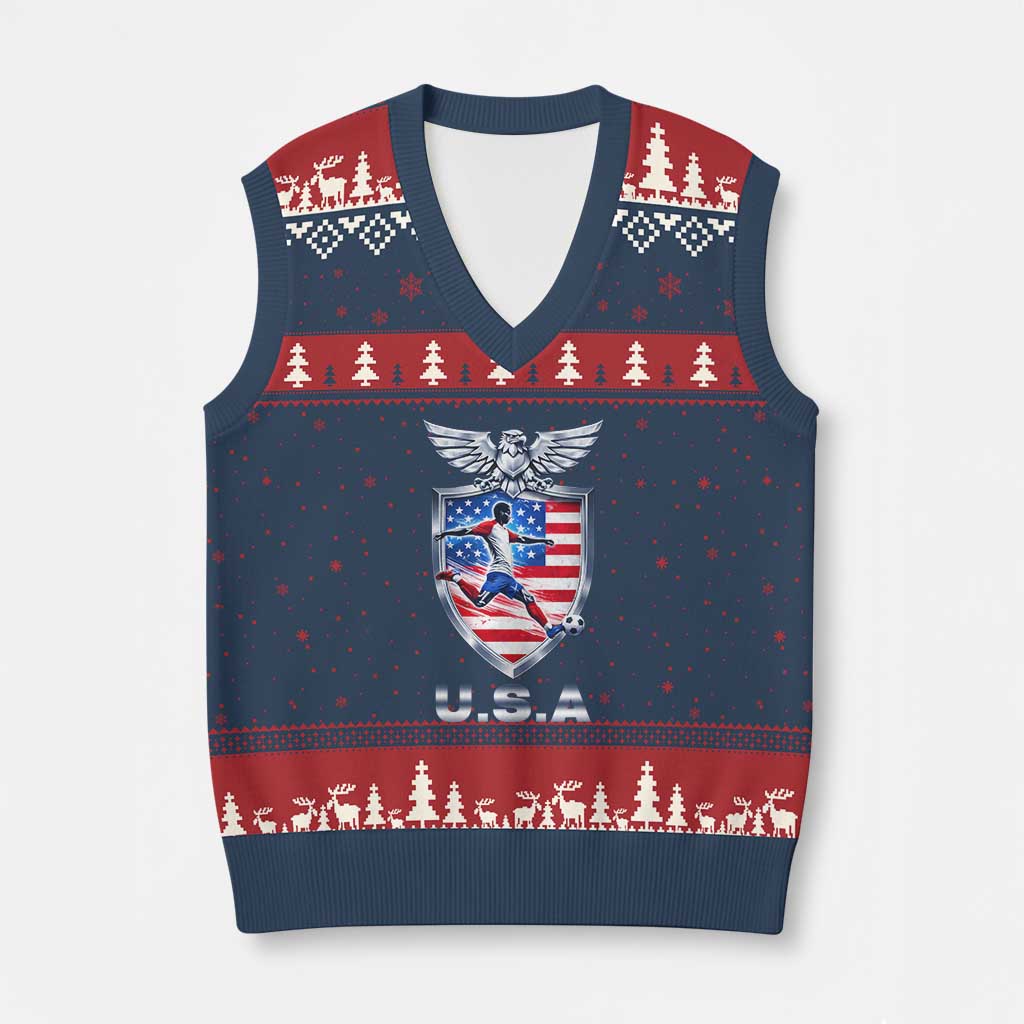 USA 2026 Soccer Player V-Neck Knit Sweater Vest United States Team Pride