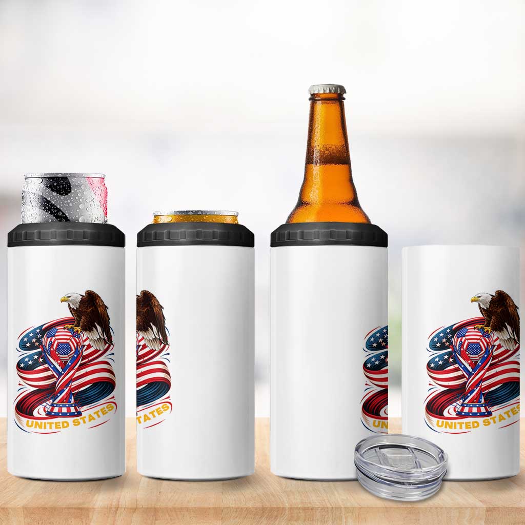 United States Sport USA Team 2026 4 in 1 Can Cooler Tumbler American Soccer Fans Gift