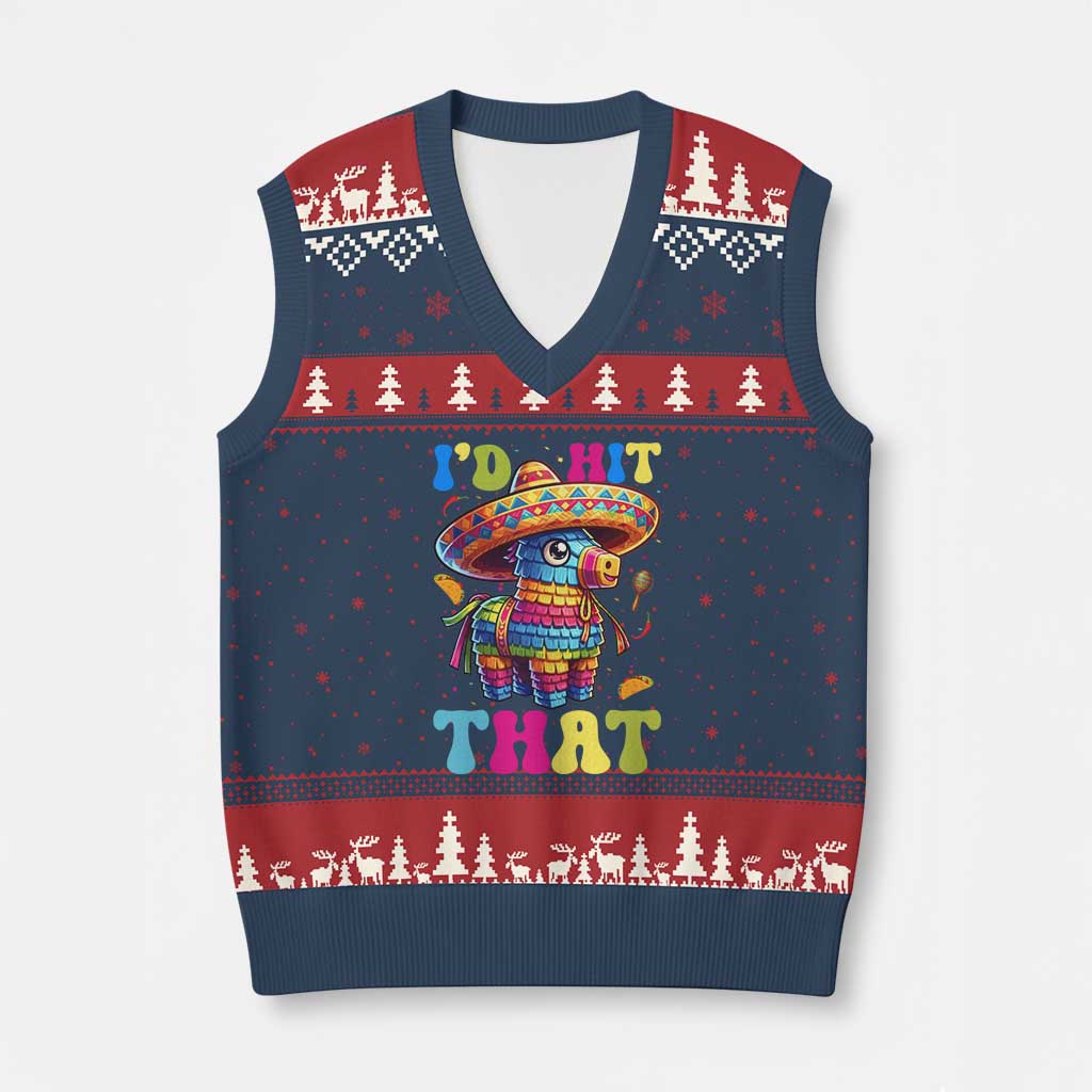 Funny Cinco De Mayo Pinata V-Neck Knit Sweater Vest Id Hit That