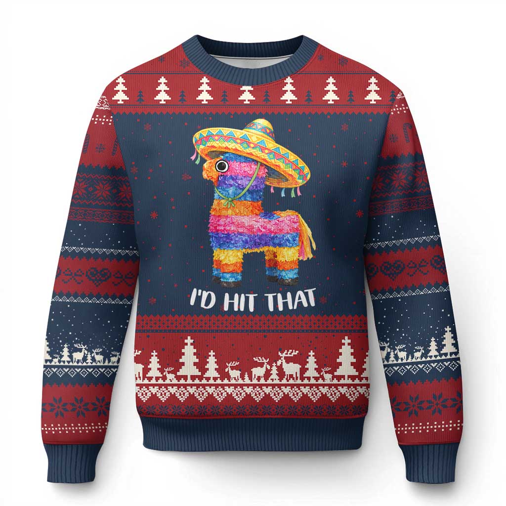 Funny Rainbow Pinata Sombrero Ugly Christmas Sweater Id Hit That