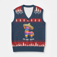 Funny Rainbow Pinata Sombrero V-Neck Knit Sweater Vest Id Hit That
