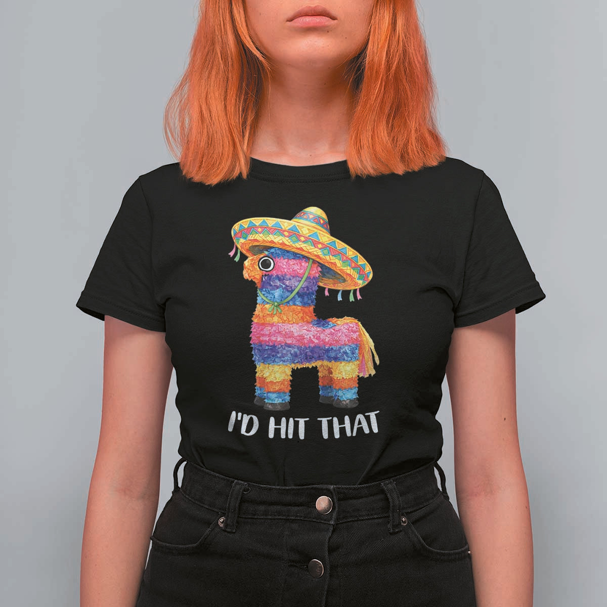 Funny Rainbow Pinata Sombrero T Shirt For Women Id Hit That