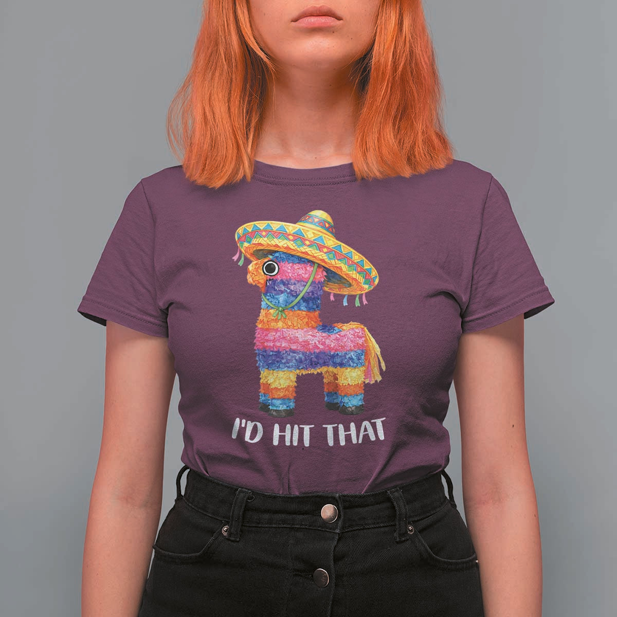 Funny Rainbow Pinata Sombrero T Shirt For Women Id Hit That
