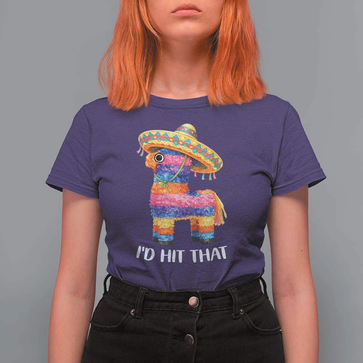Funny Rainbow Pinata Sombrero T Shirt For Women Id Hit That