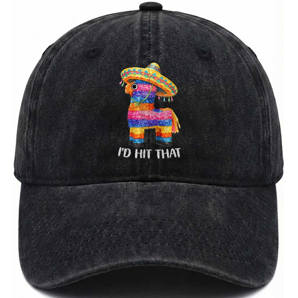 Funny Rainbow Pinata Sombrero Washed Cotton Baseball Cap Id Hit That