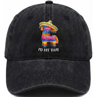 Funny Rainbow Pinata Sombrero Washed Cotton Baseball Cap Id Hit That