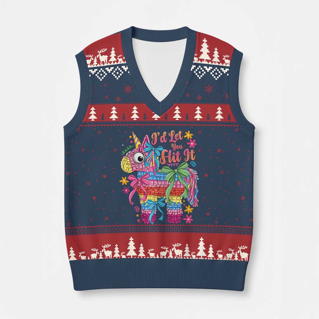 Funny Cinco De Mayo Pinata V-Neck Knit Sweater Vest Id Let You Hit It