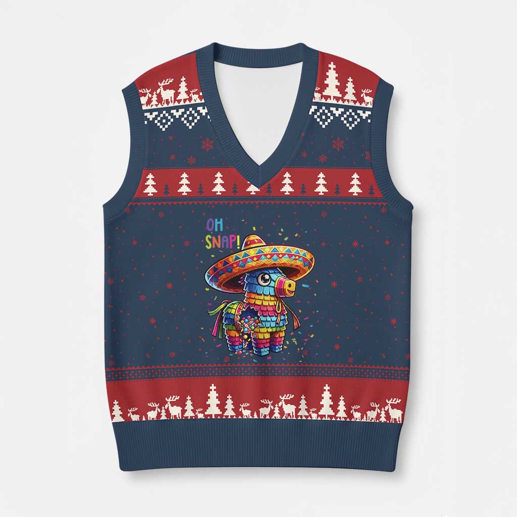 Hilarious Pinata Candy Rainbow Fiesta Party V-Neck Knit Sweater Vest Oh Snap