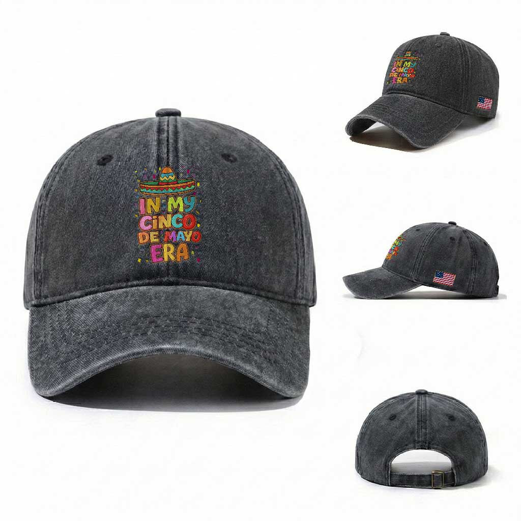 Funny Mexican Fiesta Party Washed Cotton Baseball Cap In My Cinco De Mayo Era
