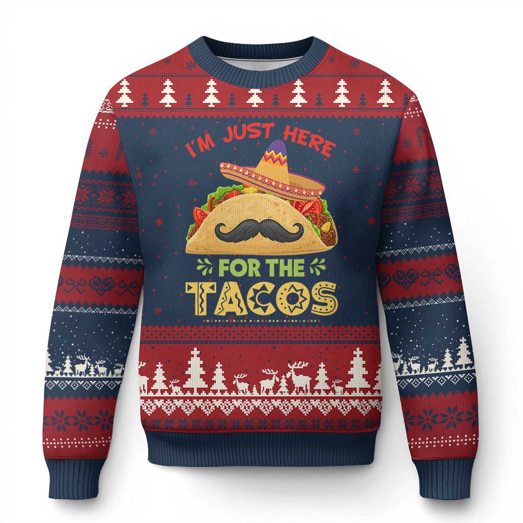 Funny Cinco De Mayo Taco Ugly Christmas Sweater Just Here For The Tacos