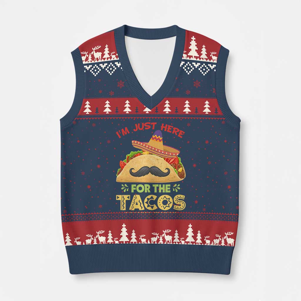 Funny Cinco De Mayo Taco V-Neck Knit Sweater Vest Just Here For The Tacos