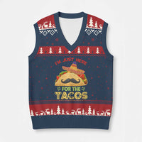 Funny Cinco De Mayo Taco V-Neck Knit Sweater Vest Just Here For The Tacos
