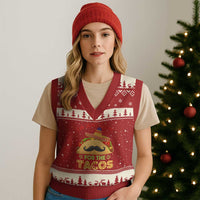 Funny Cinco De Mayo Taco V-Neck Knit Sweater Vest Just Here For The Tacos