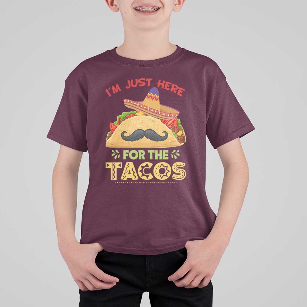 Funny Cinco De Mayo Taco T Shirt For Kid Just Here For The Tacos