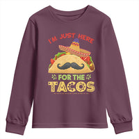 Funny Cinco De Mayo Taco Youth Sweatshirt Just Here For The Tacos