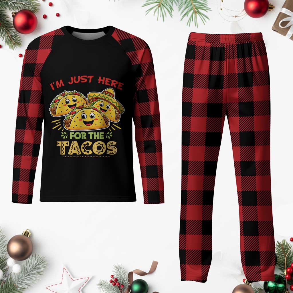 Funny Cinco De Mayo Just Here For The Tacos Plaid Pajama Set Taco Lover Gift