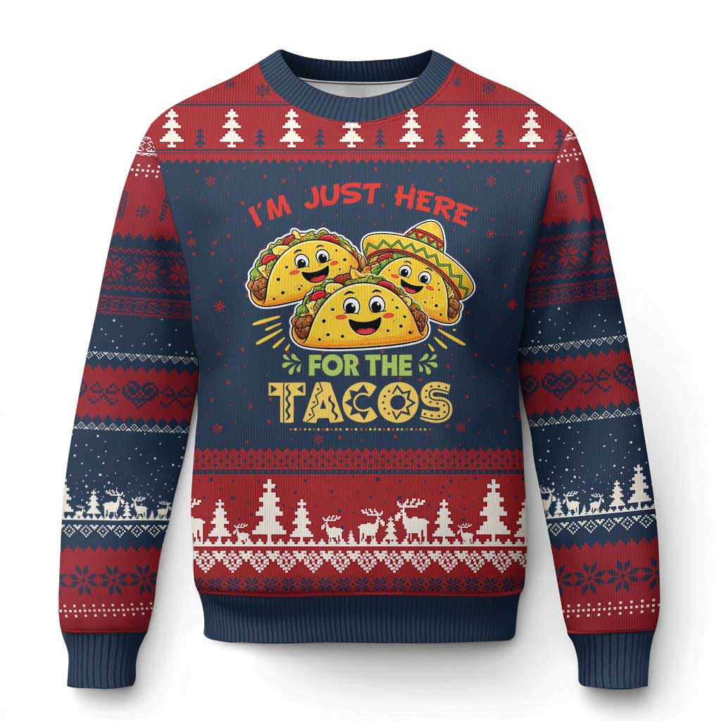 Funny Cinco De Mayo Just Here For The Tacos Ugly Christmas Sweater Taco Lover Gift