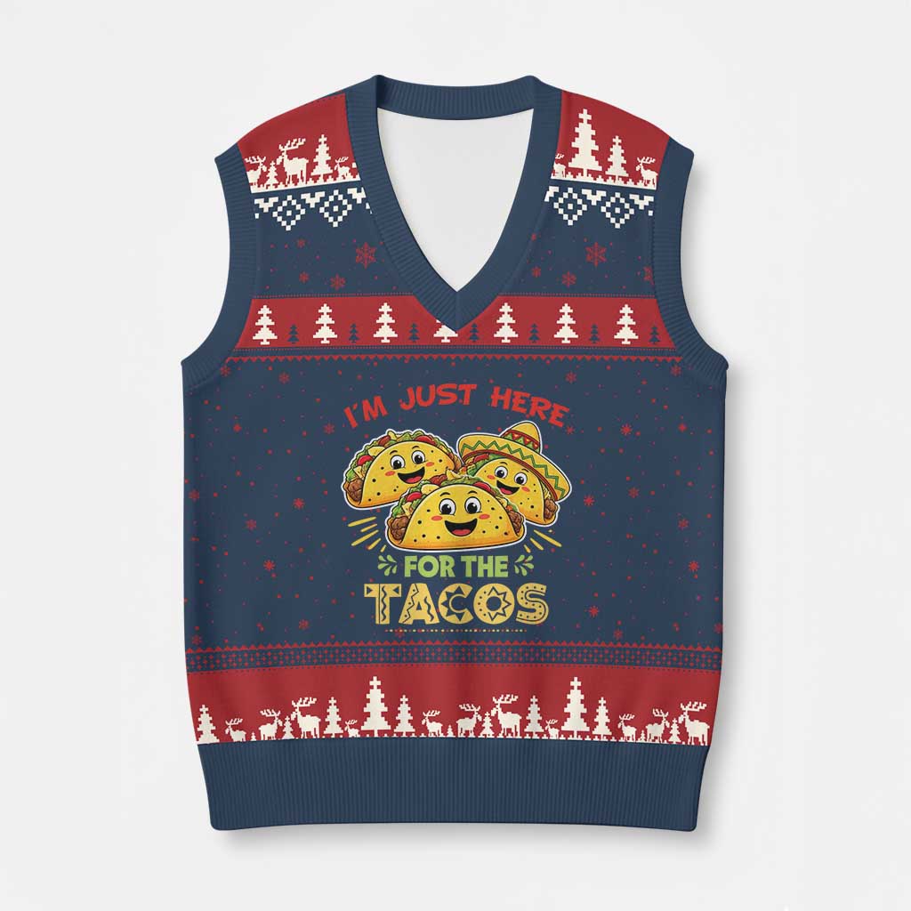Funny Cinco De Mayo Just Here For The Tacos V-Neck Knit Sweater Vest Taco Lover Gift