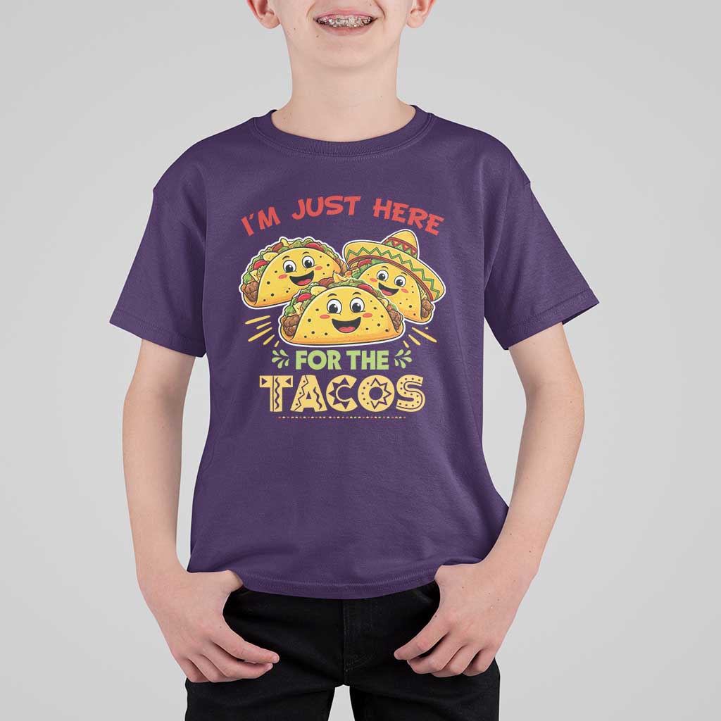 Funny Cinco De Mayo Just Here For The Tacos T Shirt For Kid Taco Lover Gift