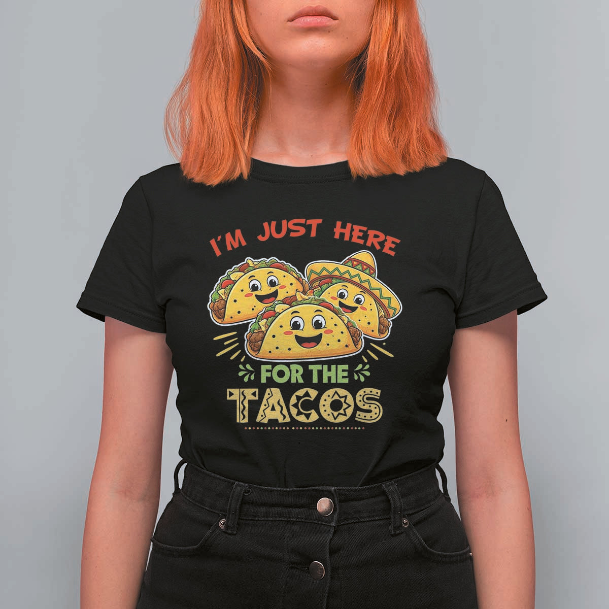 Funny Cinco De Mayo Just Here For The Tacos T Shirt For Women Taco Lover Gift
