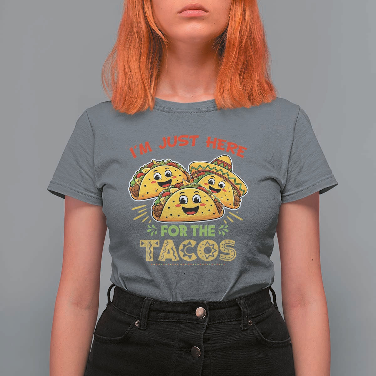 Funny Cinco De Mayo Just Here For The Tacos T Shirt For Women Taco Lover Gift