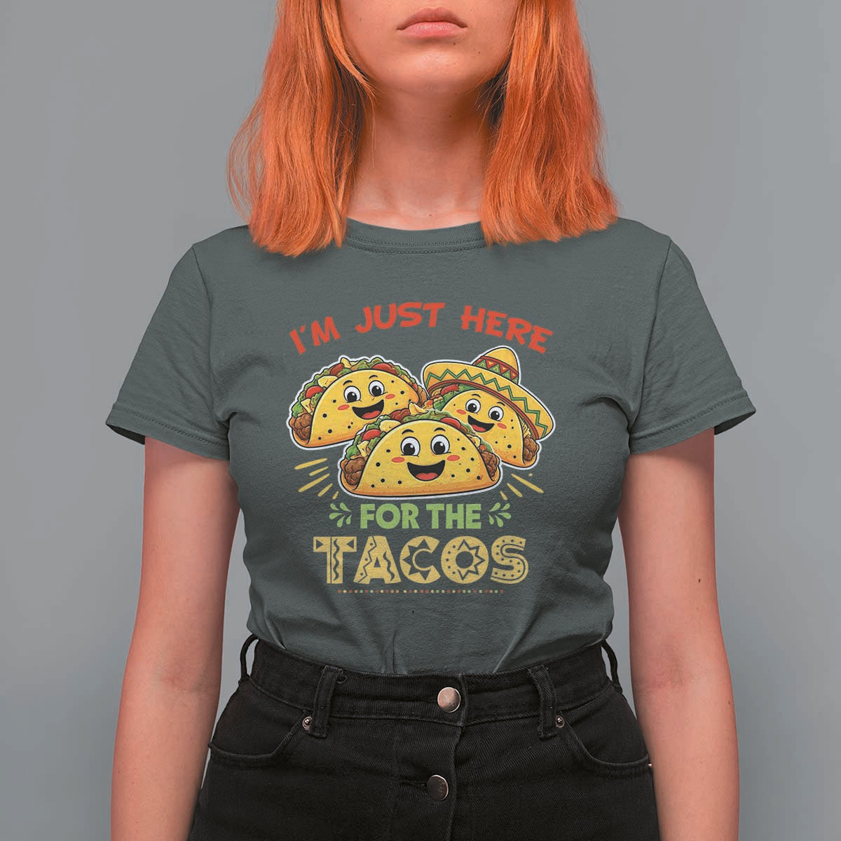 Funny Cinco De Mayo Just Here For The Tacos T Shirt For Women Taco Lover Gift