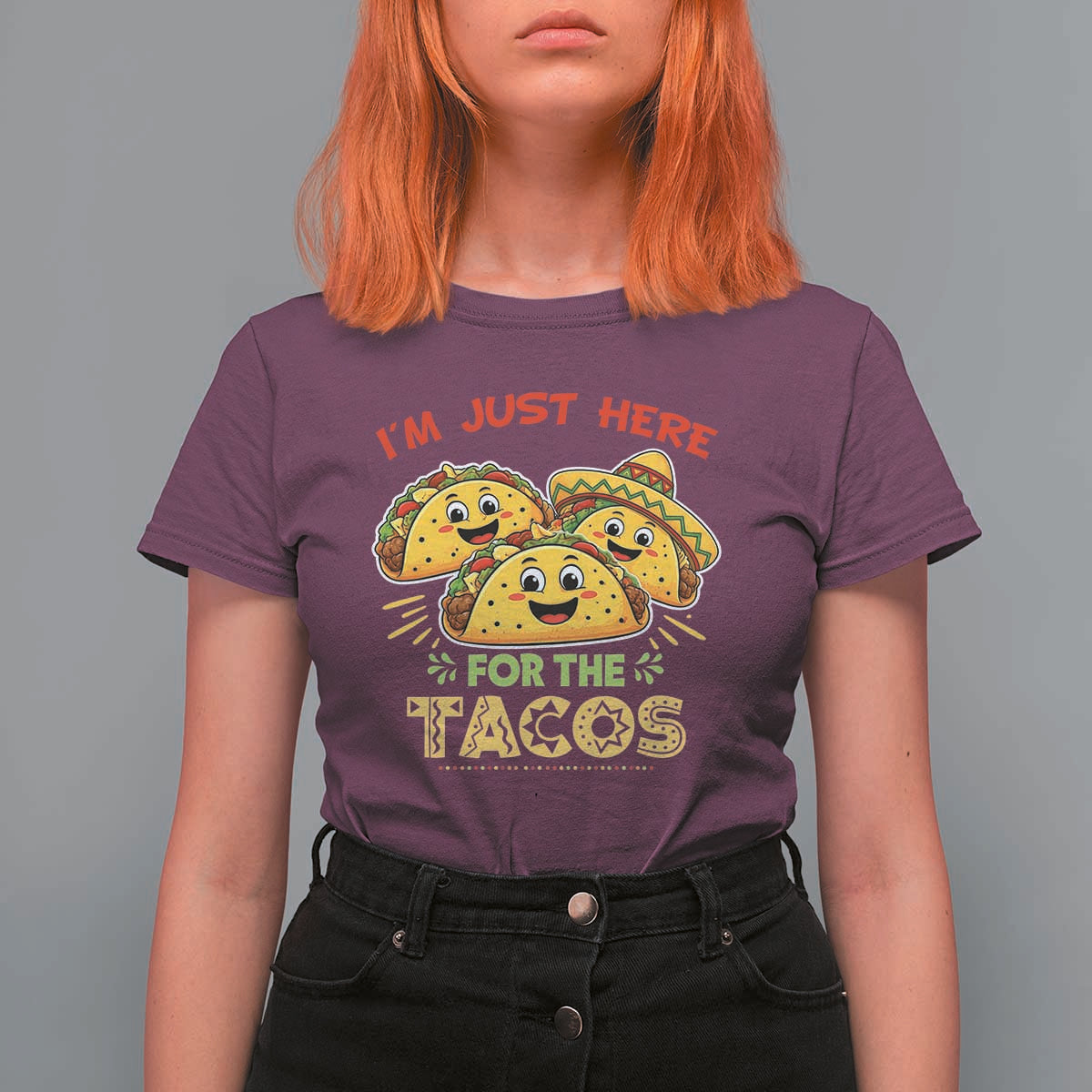 Funny Cinco De Mayo Just Here For The Tacos T Shirt For Women Taco Lover Gift