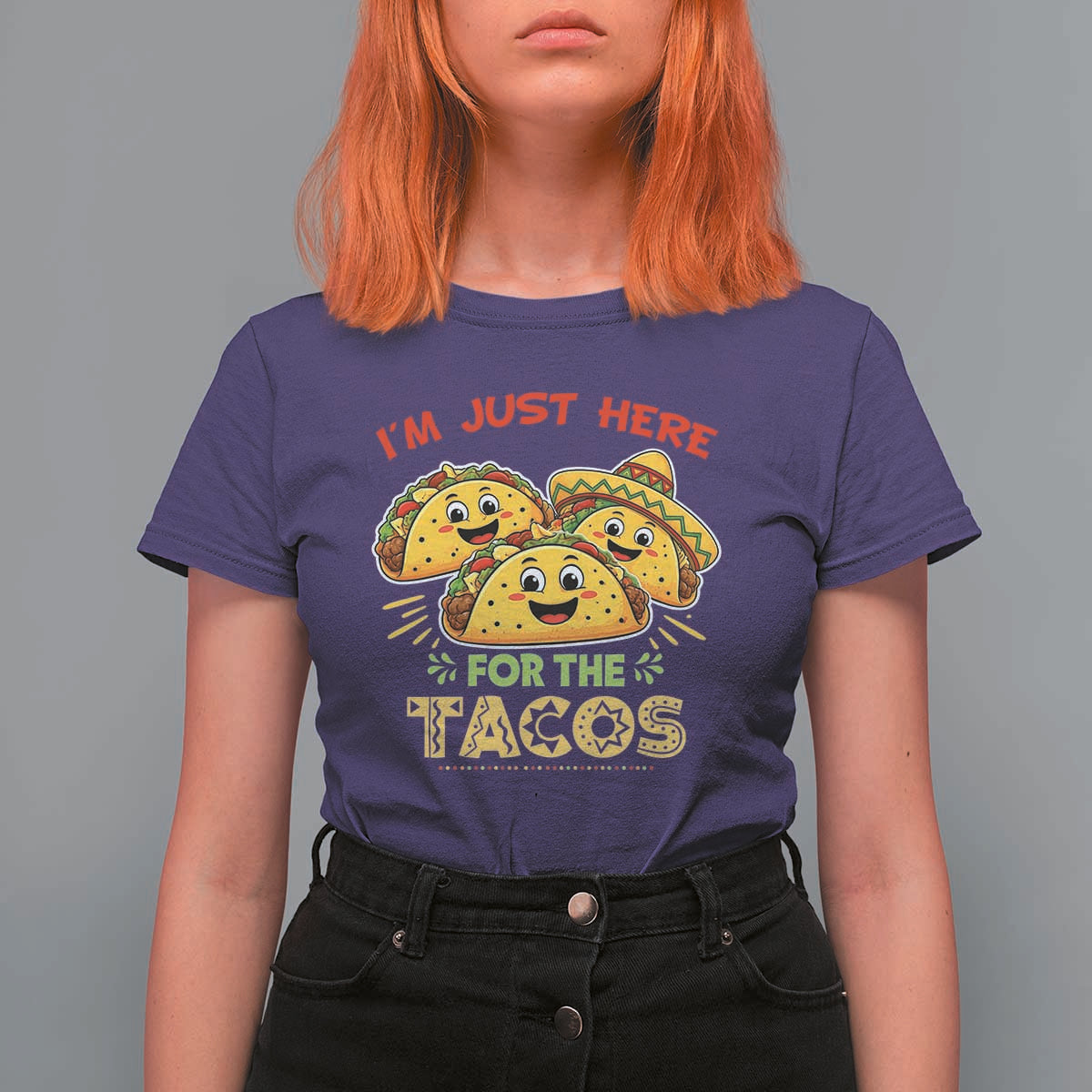 Funny Cinco De Mayo Just Here For The Tacos T Shirt For Women Taco Lover Gift