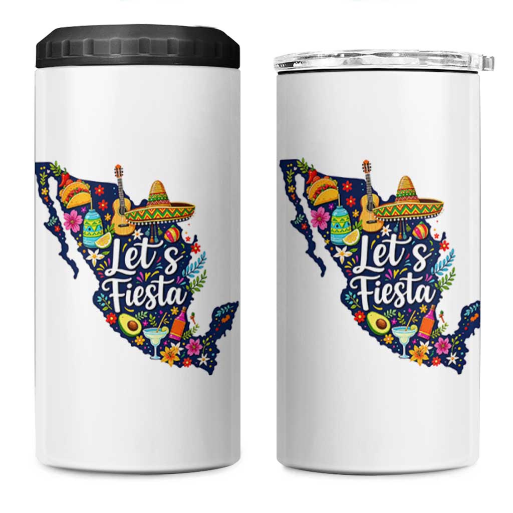 Cinco De Mayo Party Mexican Map 4 in 1 Can Cooler Tumbler Lets Fiesta