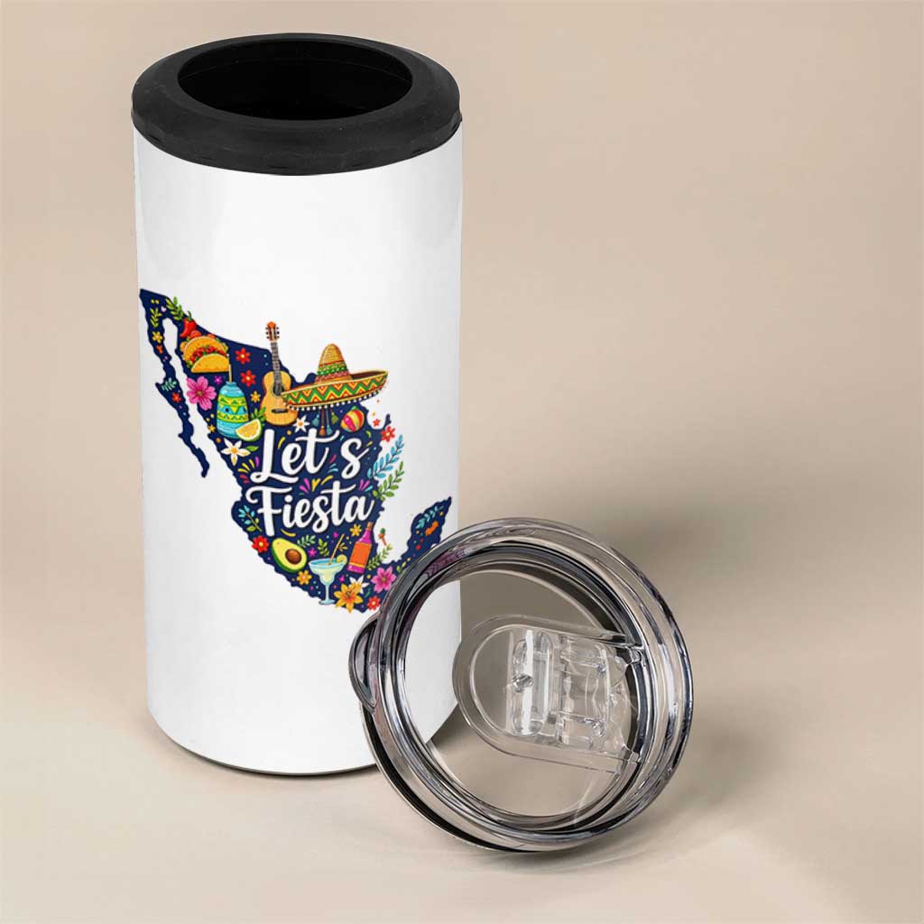 Cinco De Mayo Party Mexican Map 4 in 1 Can Cooler Tumbler Lets Fiesta