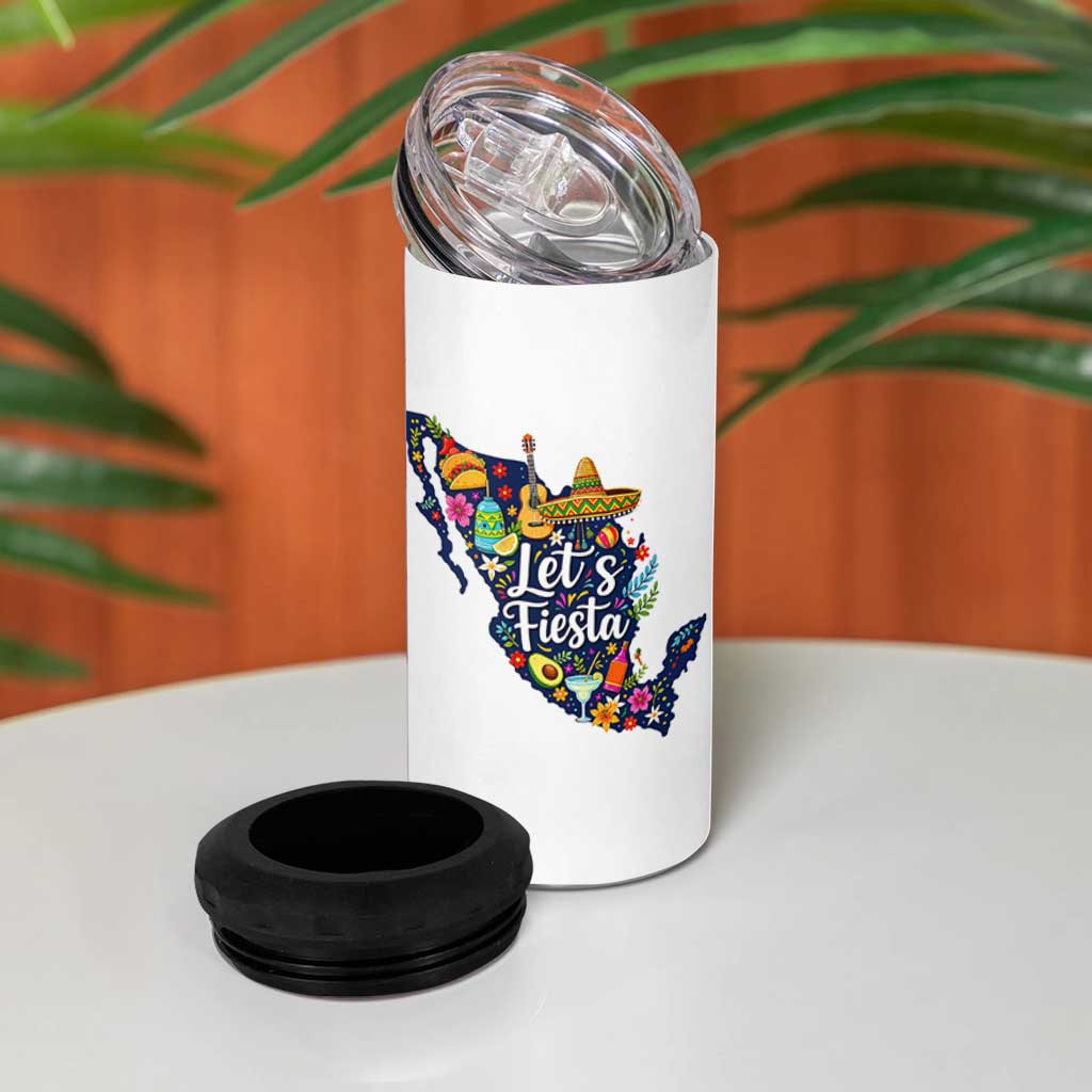 Cinco De Mayo Party Mexican Map 4 in 1 Can Cooler Tumbler Lets Fiesta