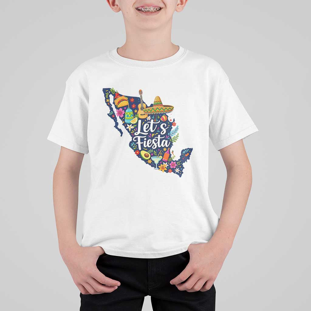 Cinco De Mayo Party Mexican Map T Shirt For Kid Lets Fiesta