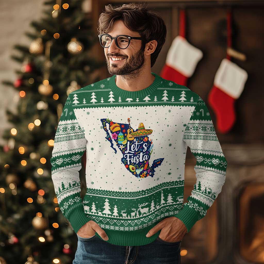 Cinco De Mayo Party Mexican Map Ugly Christmas Sweater Lets Fiesta