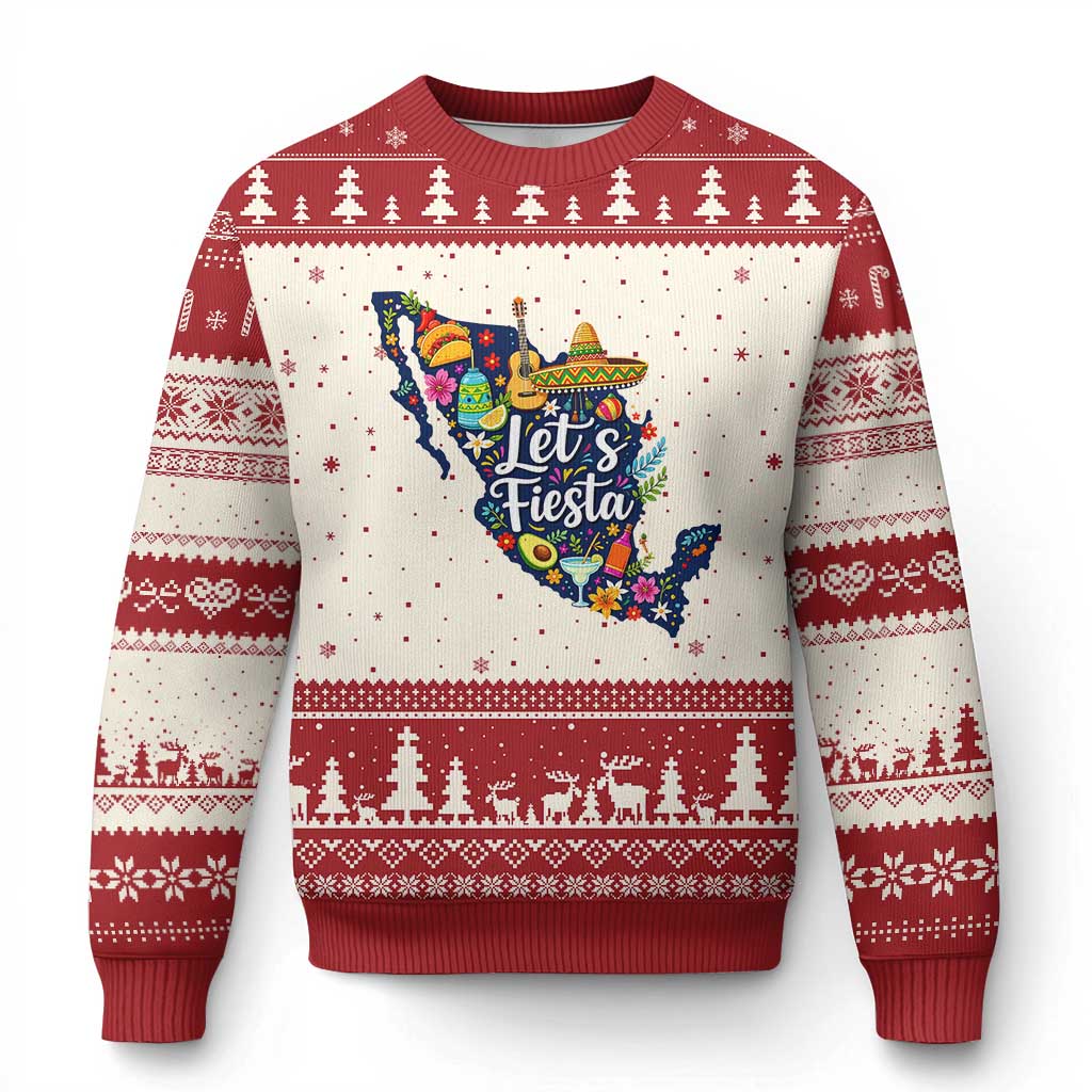Cinco De Mayo Party Mexican Map Ugly Christmas Sweater Lets Fiesta