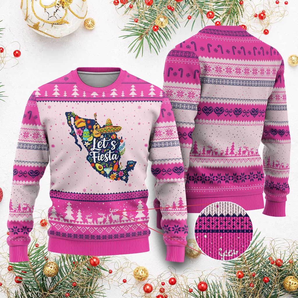 Cinco De Mayo Party Mexican Map Ugly Christmas Sweater Lets Fiesta