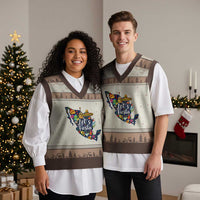 Cinco De Mayo Party Mexican Map V-Neck Knit Sweater Vest Lets Fiesta