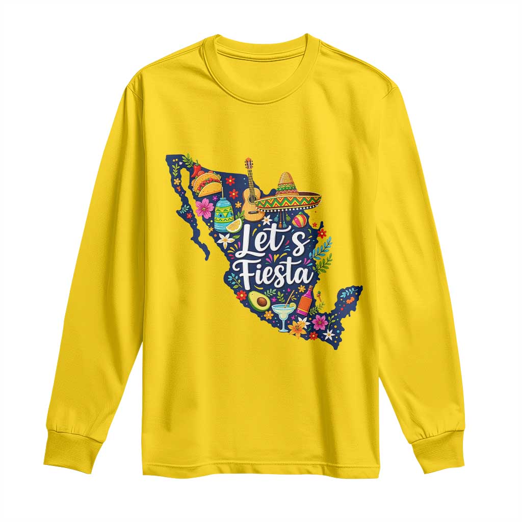 Cinco De Mayo Party Mexican Map Long Sleeve Shirt Lets Fiesta