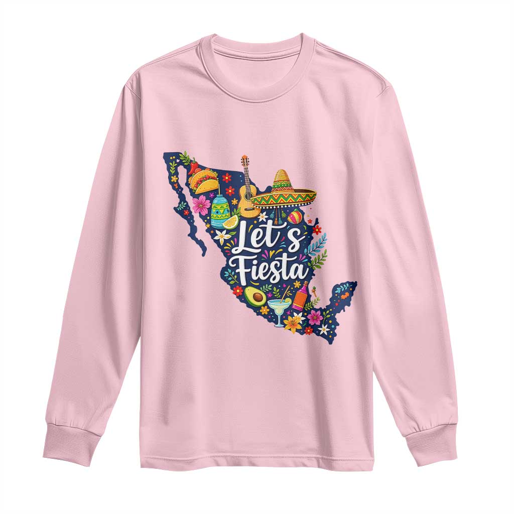 Cinco De Mayo Party Mexican Map Long Sleeve Shirt Lets Fiesta