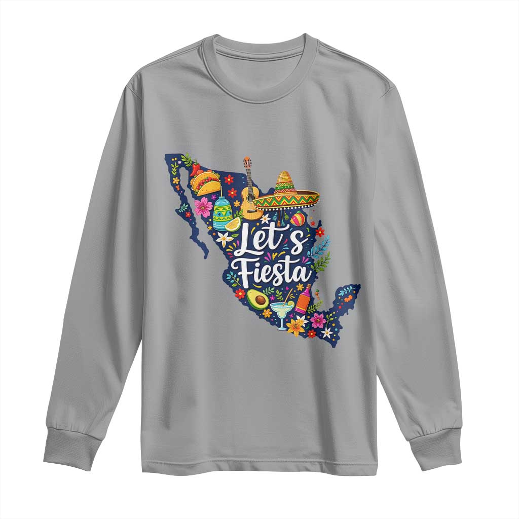 Cinco De Mayo Party Mexican Map Long Sleeve Shirt Lets Fiesta
