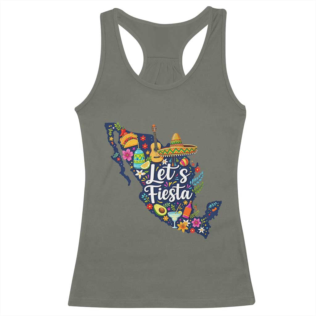 Cinco De Mayo Party Mexican Map Racerback Tank Top Lets Fiesta